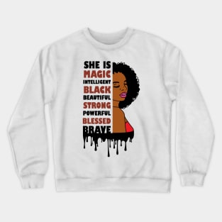 Black American Woman. Afro American Art, Black Beauty Crewneck Sweatshirt